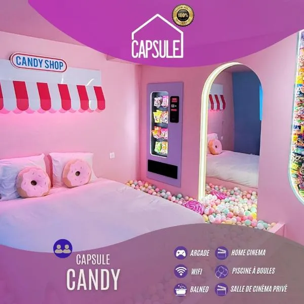 Capsule Candy - piscine à boules - cinéma privé, hôtel à Roubaix