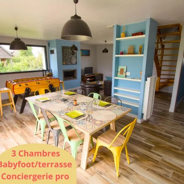 Evasion entre Mer et Campagne avec Babyfoot et terrain de pétanque, 3 chambres, cheminée - Intendance Luxury Host, hotel em Le Rozel