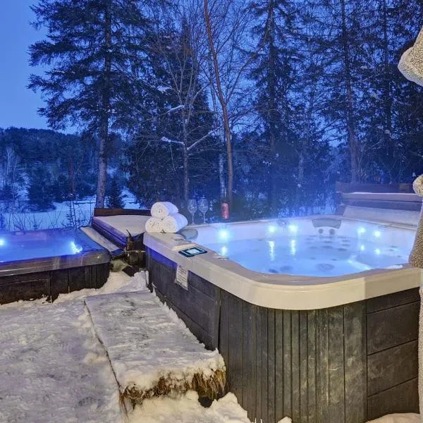 Front RIVER private BEACH 2 HOT TUBS 15 p SAUNA, hotel v destinaci Labelle