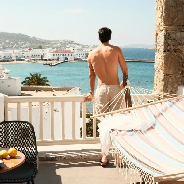 Yalos Hotel Sunset view Mykonos town private rooms, hotel in Mýkonos City