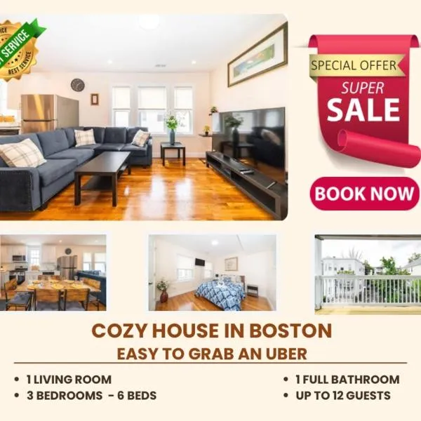 30-3 - 3BR Boston - Cozy Apt near Franklin Park Zoo，位于波士顿的酒店