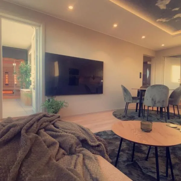 Penthouse apartment with sauna, balcony and free coffe, hotel v destinaci Bergen