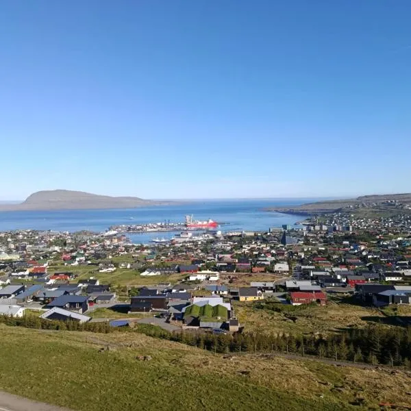 Panoramalejlighed med fantastisk udsyn over havet og Torshavn, отель в Торсхавне