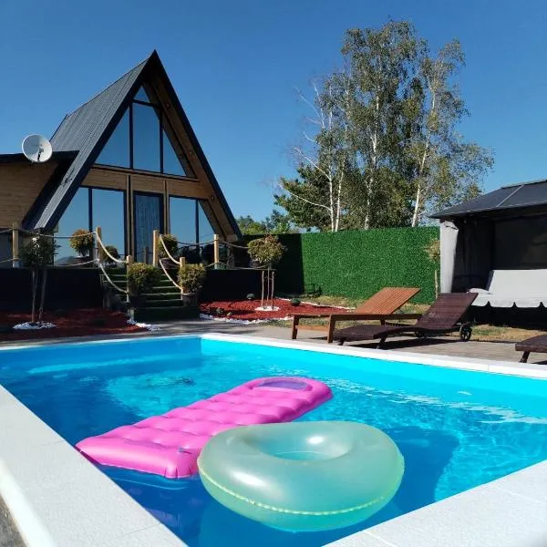 A Frame Vila sa Saunom Jakuzi kadom i toplim bazenom、Koraćicaのホテル