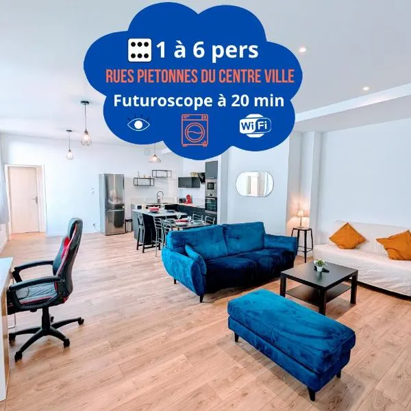Le Porchaire - Appart 2ch - Elégant Spacieux et Calme au centre ville de Poitiers - Futuroscope à 20 min, hotel in Poitiers