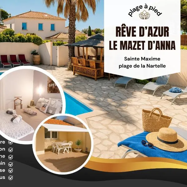 Rêve D'azur plage de la Nartelle, Mazet 35m2, parking, Piscine partagée, Terrasse BBQ & draps inclus, hôtel à Sainte-Maxime