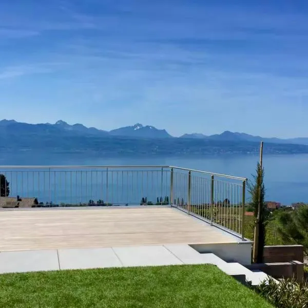 Ravissant appartement vue lac Lutry Lausanne avec terrasse، فندق في لوتري
