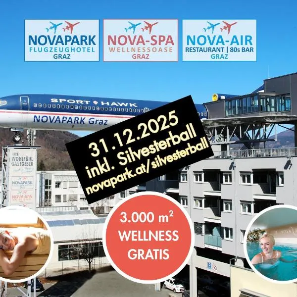 NOVAPARK Flugzeughotel Graz, hotel ve uŠtýrském Hradci