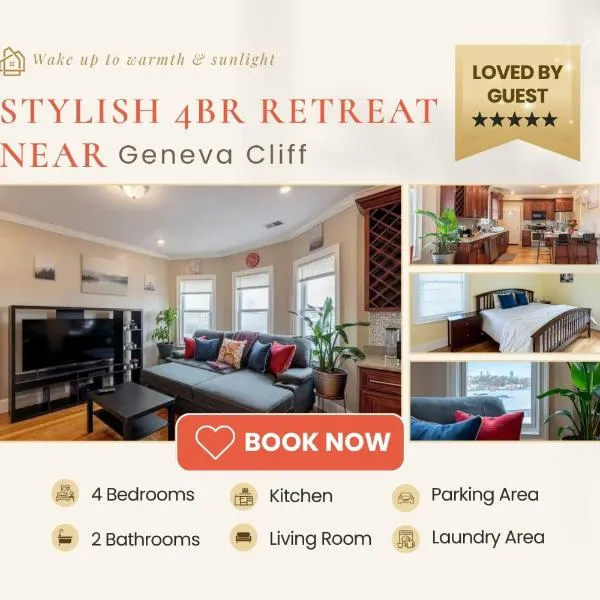 90 - 4BR Dorchester - Sleek Apt near Marina Bay, hotel in Boston