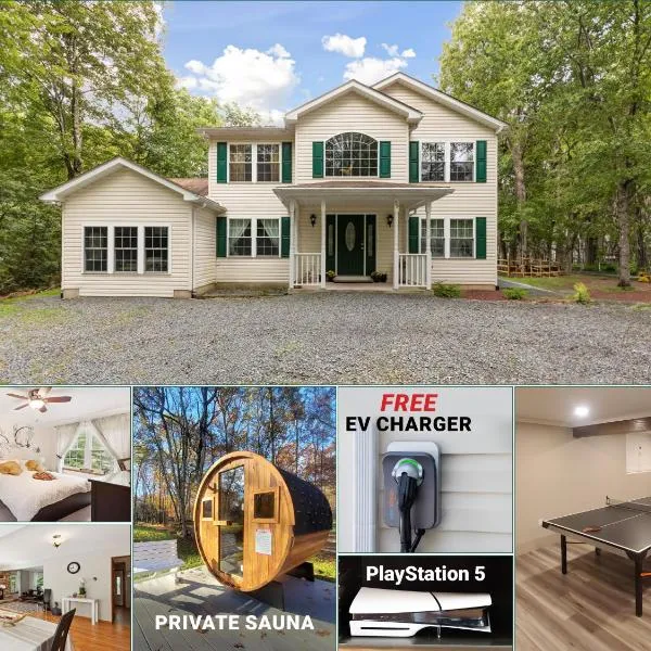 Spacious Home by Kalahari Waterpark, Camelback, Jim Thorpe, FREE EV and PRIVATE SAUNA, hotel in Albrightsville