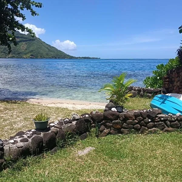 La PERLE de MOOREA Fare HONU Bord de Lagon Baie d'OPUNOHU、Orufaraのホテル