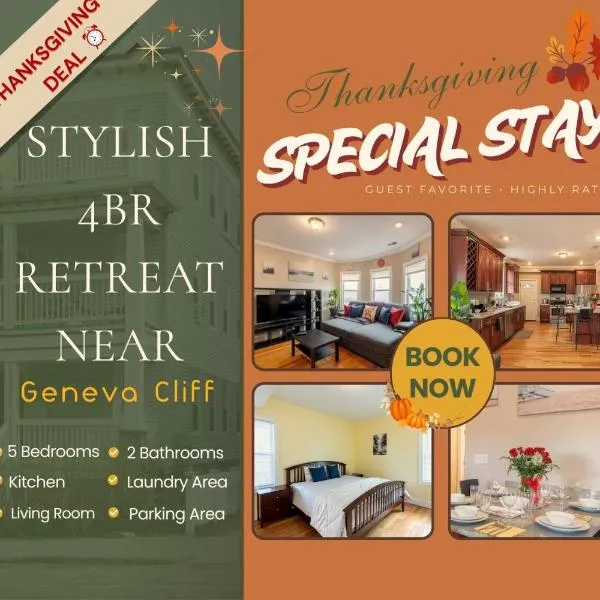 90 - 4BR Dorchester - Sleek Apt near Marina Bay, hotel in Boston