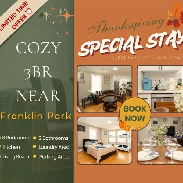 558-3 3BR Boston - Modern Nest near Franklin Park, hotel in Boston