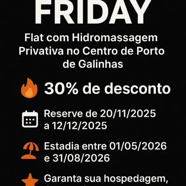 Flat com Hidromassagem Privativa no Centro De Porto de Galinhas - Sol e Mar Residence, hôtel à Porto de Galinhas