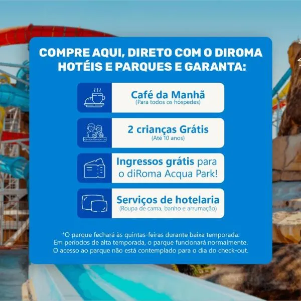 diRoma Fiori direto com o Grupo diRoma com acesso ao Acqua Park e Café da manhã, hotel em Caldas Novas