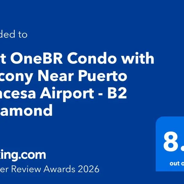 OneBR Condo with Balcony Near Puerto Princesa Airport, FREE POOL & Gym - B2 6Diamond, Hotel in Puerto Princesa