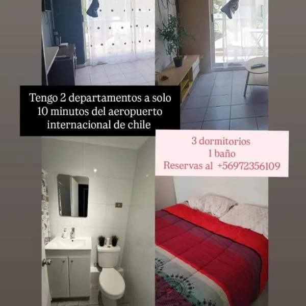 Departamento 3 dormitorios 1 baño cerca aeropuerto internacional Pudahuel Santiago Chile, viešbutis Santjage
