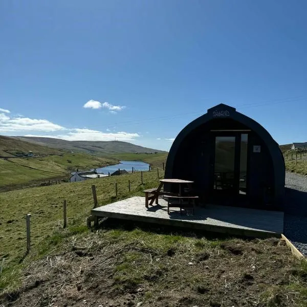 Starlight by Mirremora l Shetland l St Ninians Isle l Cosy Pod, hotel i Holm of Maywick