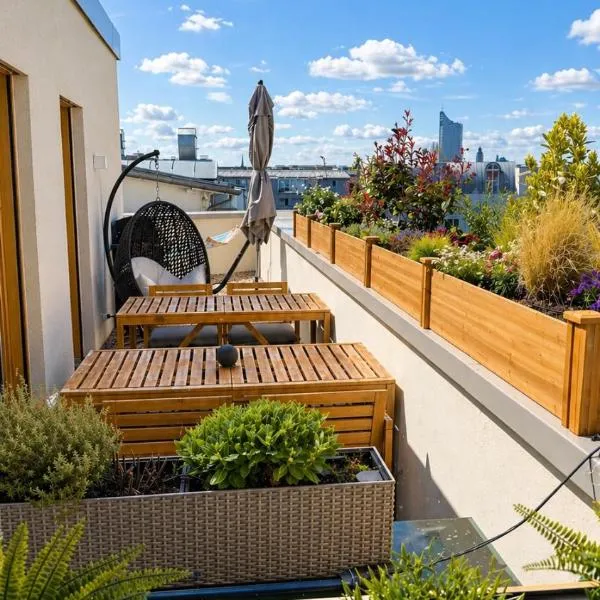 Luxus-Penthouse Whirlpool XXL-Dachterrasse mit Grill Klimaanlage zentrumsnah, отель в Лейпциге