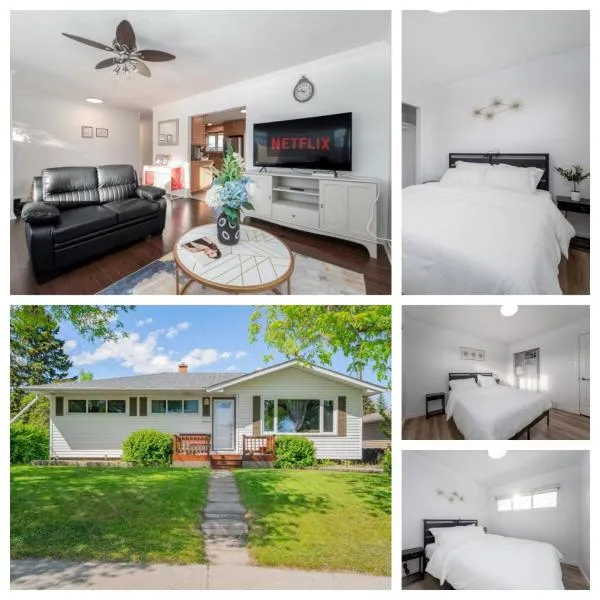 캘거리에 위치한 호텔 Executive family Relax House New AC 4Bed rooms 4Queen Beds plus Kids play rooms Large Deck Private Backyard 19 minutes YYC Walk to C Train Free BANFF PARK PASS