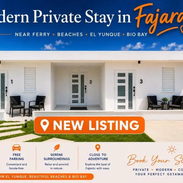 Modern Private Stay in Fajardo, PR - NEAR FERRY - BEACHES - EL YUNQUE - BIO BAY, hotel din Fajardo
