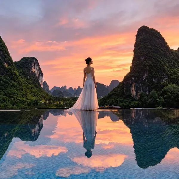 Lanshan Moon Resort-Fairyland - Cloudtop Water Mirror & Infinity Pool & Cafe, готель у місті Яншуо
