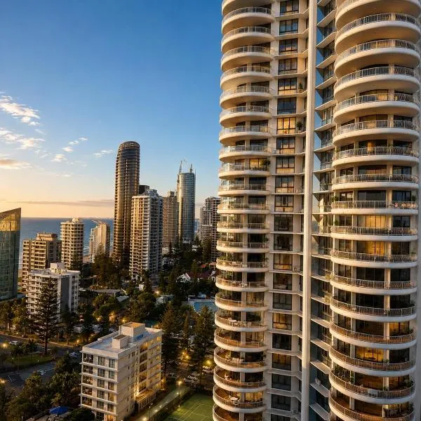 Stunning City View Beachfront Apartment, hotel in Gold Coast