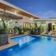 Modern Home with Chic Bohemian Style and Zen Outdoor Oasis with Swimming Pool and Tiki Style Dining Space, Potrero