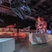 a museum with many different types of dinosaurs on display