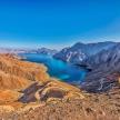 a view of a body of water in the mountains