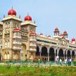a large building with red domes on top of it
