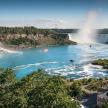 a view of the niagara river and falls
