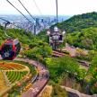a gondola ride in the sky over a city