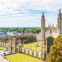 an aerial view of a building with a clock tower