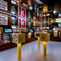 a display of baseball memorabilia in a baseball museum