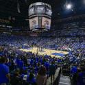 a crowd of people at a basketball game