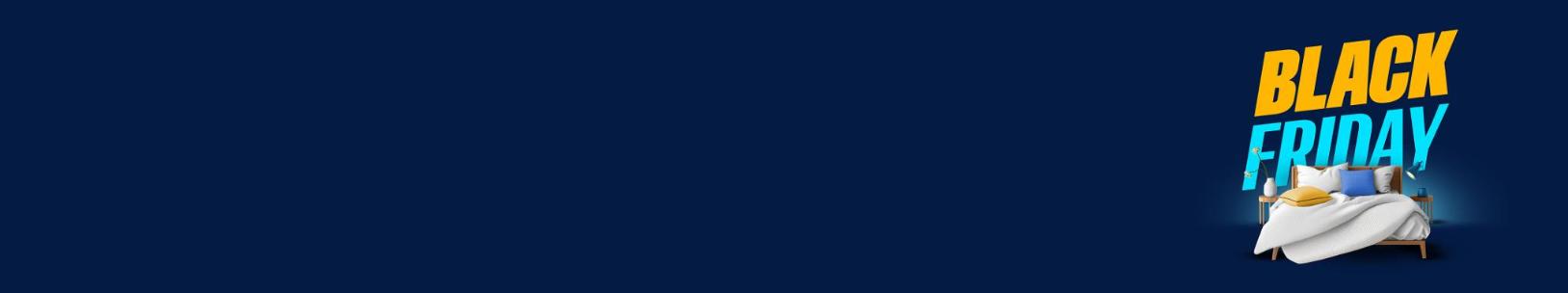 Manželská postel před velkým logem Black Friday