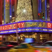 a neon sign for the radio city music hall
