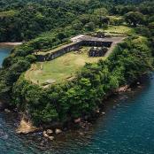 an island in the middle of a body of water