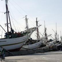 en gruppe båter ligger fortøyd i en brygge