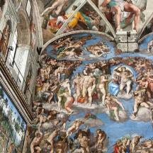 a painting on the ceiling of a building