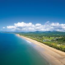 an aerial view of a beach and the ocean