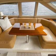 a couch and a table in a boat