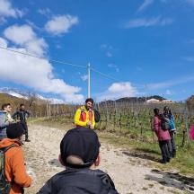 skupina ljudi, ki hodijo po makadamski cesti
