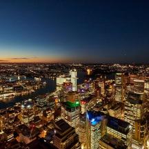 a view of a city at night