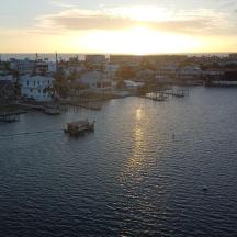 an aerial view of a large body of water