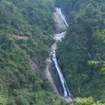 a waterfall in the middle of a forest