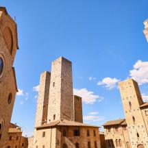a group of buildings with two towers