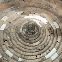 an overhead view of a spiral staircase in a building
