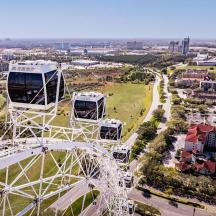 an aerial view of a ferris wheel